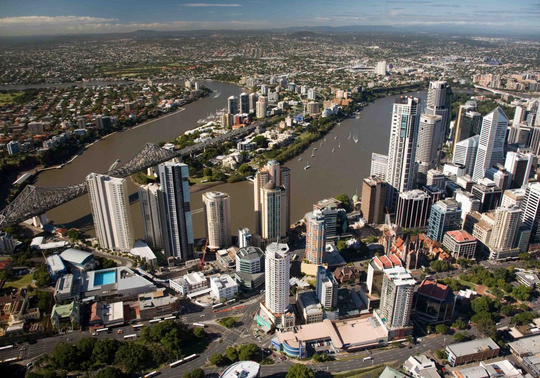 An aerial view of Brisbane's CBD