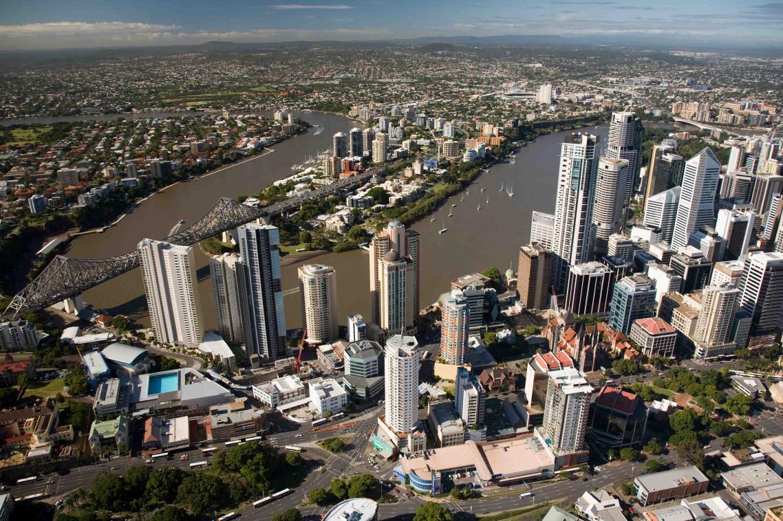An aerial view of Brisbane's CBD