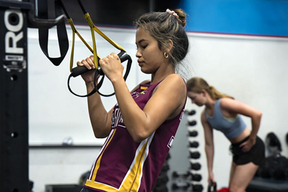 Women using fitness equipment