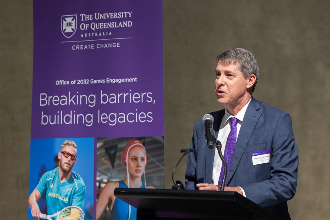 Professor Bruce Abernethy at the launch of the Office of 2032 Games Engagement