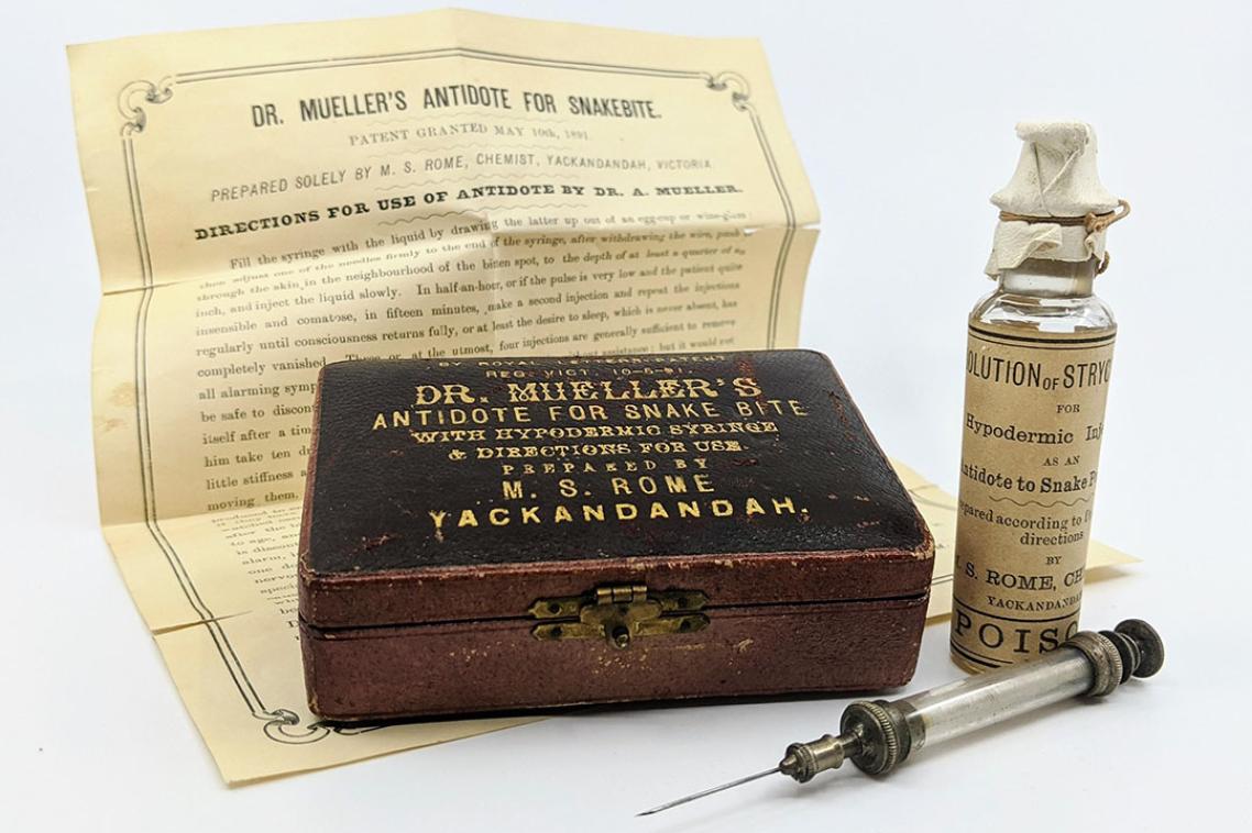 Snakebite treatment kit from the 1800s
