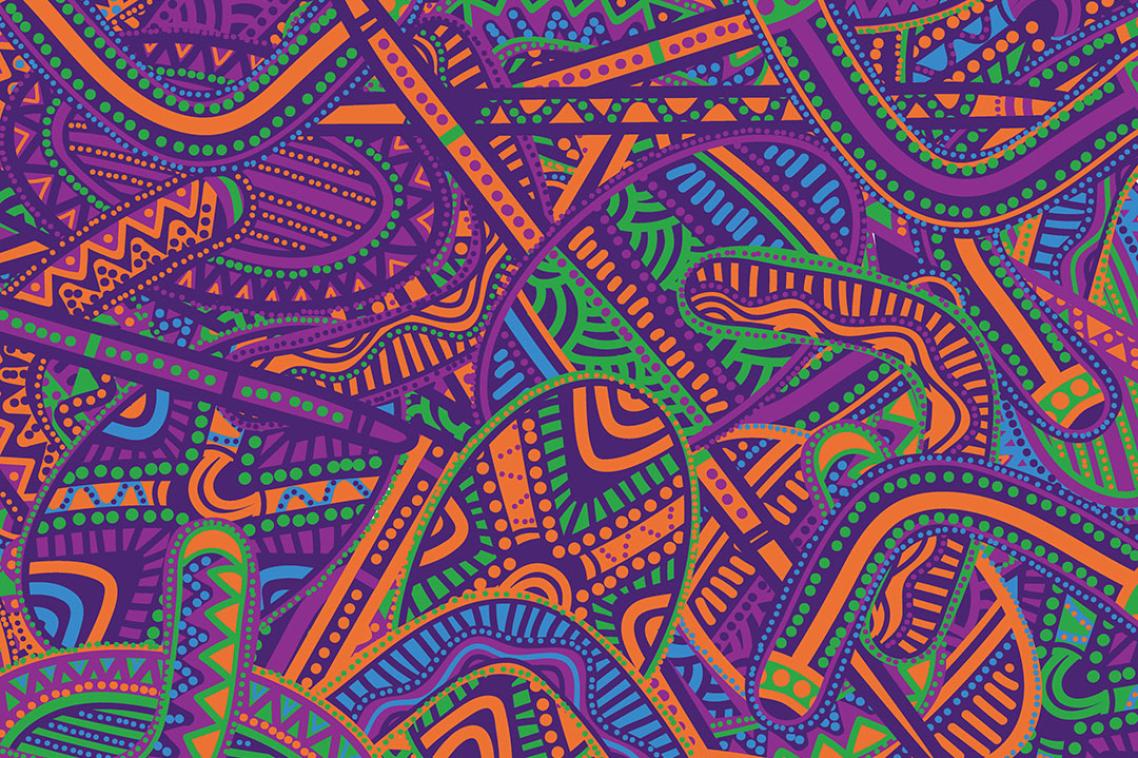 Indigenous artwork depicting the Maiwar (Brisbane) river