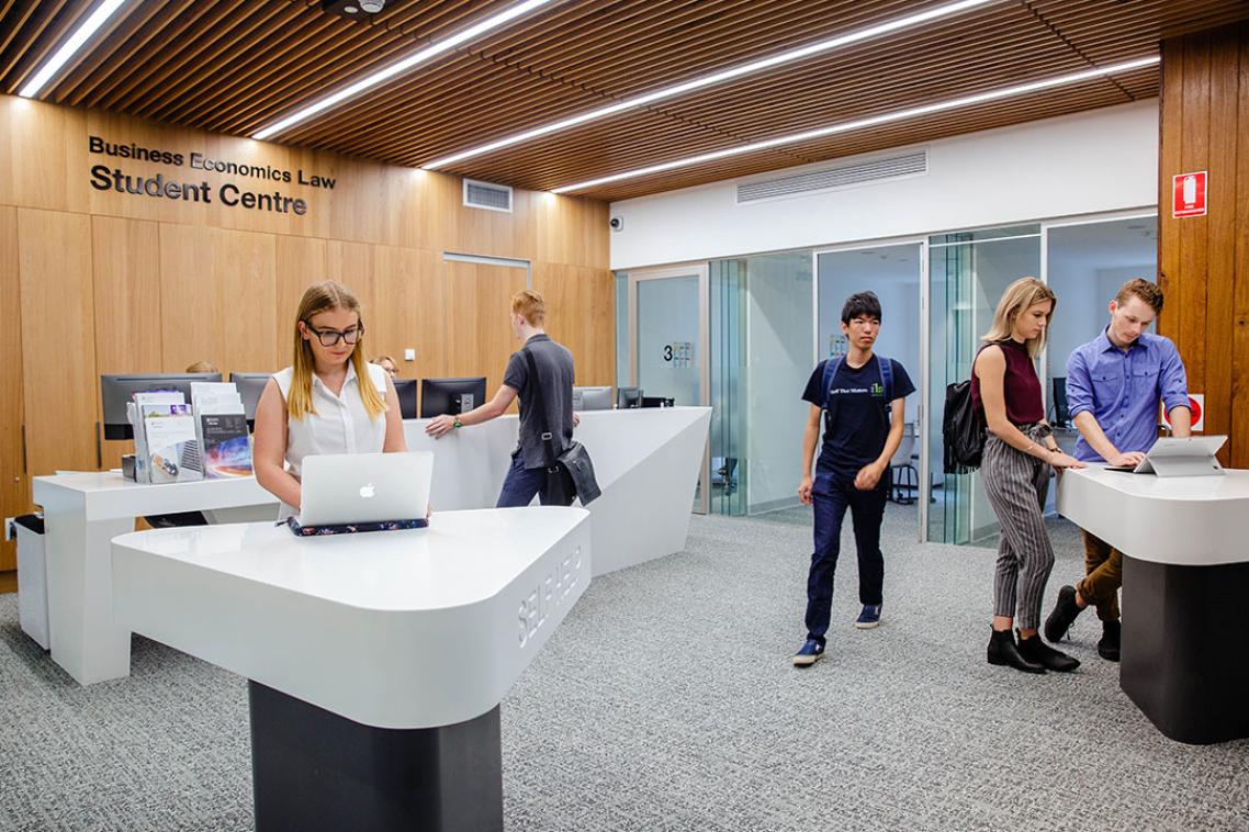 People busy inside the Colin Clark Student Centre